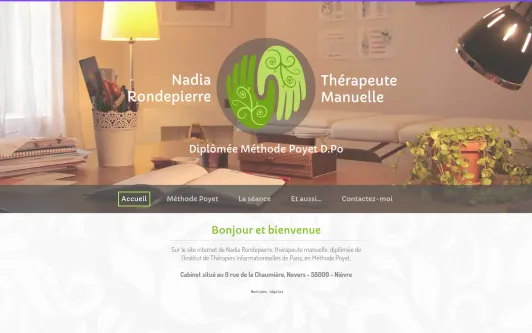 Site exemple Nadia RONDEPIERRE Thérapeute Manuelle Méthode Poyet D.Po